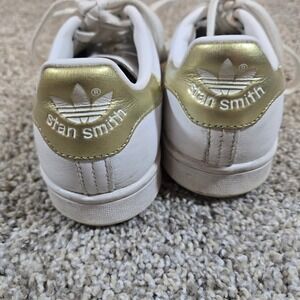 Adidas Stan Smith White Leather Sneakers Womens 7 Gold Heel